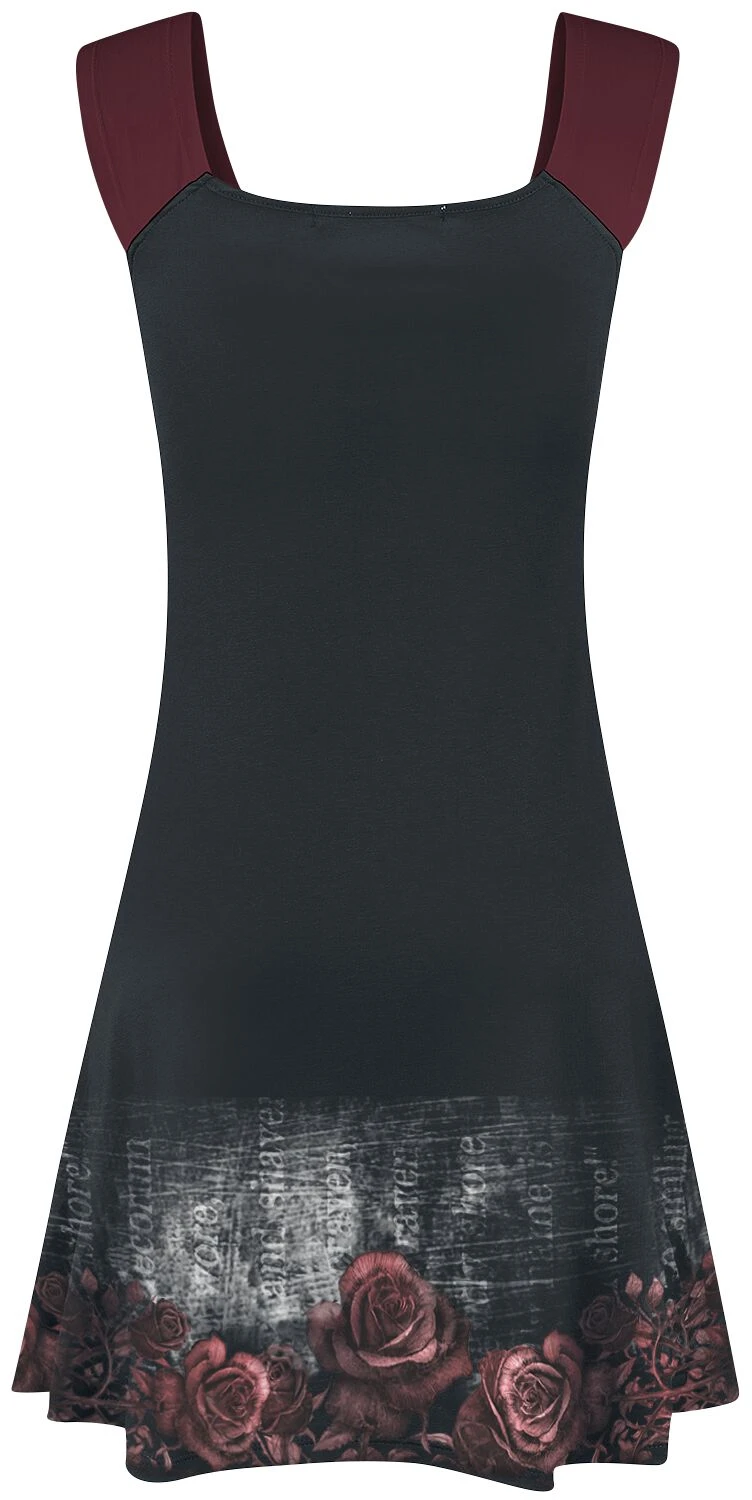 "Nevermore" Kurzes Kleid Schwarz/bordeaux Von Alchemy England 5 "Nevermore" Kurzes Kleid Schwarz/bordeaux Von Alchemy England – Bild 3