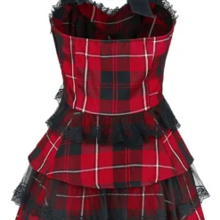 "Red Tartan Gothic Dress" Kurzes Kleid Schwarz/rot Von H&R London -Angebote Weib Zauber Store 375149b