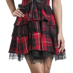 "Red Tartan Gothic Dress" Kurzes Kleid Schwarz/rot Von H&R London -Angebote Weib Zauber Store 375149wa