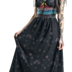 "Megan Fiesta Maxi Dress" Langes Kleid Schwarz Von Voodoo Vixen -Angebote Weib Zauber Store 391373wa