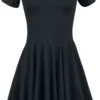 "Triana" Mittellanges Kleid Schwarz Von Outer Vision -Angebote Weib Zauber Store 440516a