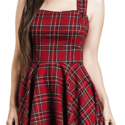 "Irvine Pinafore Dress" Mittellanges Kleid Rot Von Hell Bunny