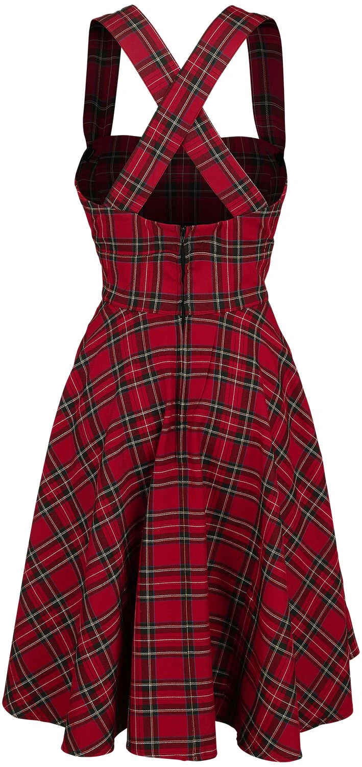 "Irvine Pinafore Dress" Mittellanges Kleid Rot Von Hell Bunny 5 "Irvine Pinafore Dress" Mittellanges Kleid Rot Von Hell Bunny – Bild 3