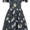 "Solaris Dress" Mittellanges Kleid Schwarz Von Hell Bunny -Angebote Weib Zauber Store 444118a