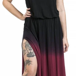 "Wild Tales" Langes Kleid Schwarz/rot Von Black Premium By EMP -Angebote Weib Zauber Store 451410wa