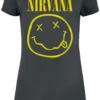 "Amplified Collection - Smiley" Kurzes Kleid Charcoal Von Nirvana -Angebote Weib Zauber Store 465067a
