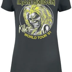 "Amplified Collection - Killer World Tour 81'" Kurzes Kleid Charcoal Von Iron Maiden