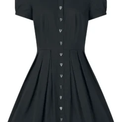 "Button Heart" Mittellanges Kleid Schwarz Von Hell Bunny