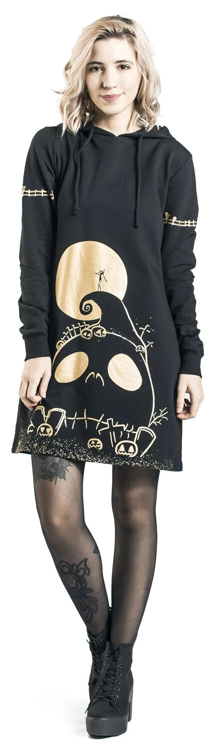 "Jack Skellington - Skull" Mittellanges Kleid Schwarz Von The Nightmare Before Christmas 6 "Jack Skellington - Skull" Mittellanges Kleid Schwarz Von The Nightmare Before Christmas – Bild 4