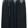 "Schwarzes Maxikleid Mit Prints Und Schmalem Bindegürtel" Langes Kleid Schwarz Von Gothicana By EMP -Angebote Weib Zauber Store 477204a