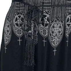 "Schwarzes Maxikleid Mit Prints Und Schmalem Bindegürtel" Langes Kleid Schwarz Von Gothicana By EMP -Angebote Weib Zauber Store 477204d
