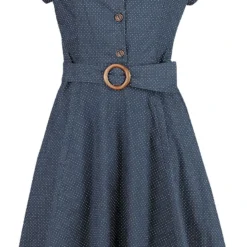 "Spot Perfection Fit & Flare Dress" Mittellanges Kleid Navy Von Banned Retro