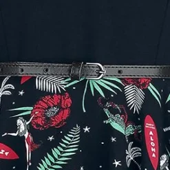 "Aloha Dress" Mittellanges Kleid Schwarz Von Pussy Deluxe -Angebote Weib Zauber Store 480621d