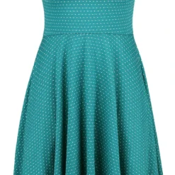 "Tessy Green Gathered Dress" Mittellanges Kleid Petrol Von Voodoo Vixen