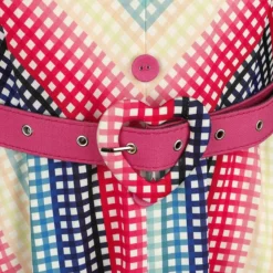 "Serene Rainbow Gingham Flare Dress" Mittellanges Kleid Multicolor Von Voodoo Vixen -Angebote Weib Zauber Store 482595d