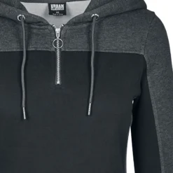 "Ladies 2-Tone Hooded Dress" Kurzes Kleid Schwarz/charcoal Von Urban Classics -Angebote Weib Zauber Store 483617d