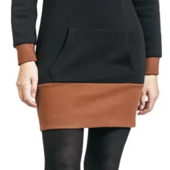 "Sweatkleid Mit Braunem Saum" Kurzes Kleid Schwarz Von RED By EMP -Angebote Weib Zauber Store 492027wa