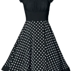 "Schulterfreies Swing-Kleid" Mittellanges Kleid Schwarz/weiß Von Belsira