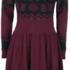 "Häuser" Mittellanges Kleid Bordeaux/schwarz Von Harry Potter -Angebote Weib Zauber Store 495702a