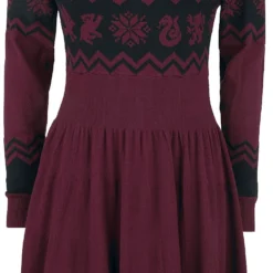 "Häuser" Mittellanges Kleid Bordeaux/schwarz Von Harry Potter