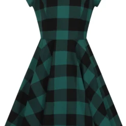 "Teen Spirit Mid Dress" Mittellanges Kleid Grün/schwarz Von Hell Bunny