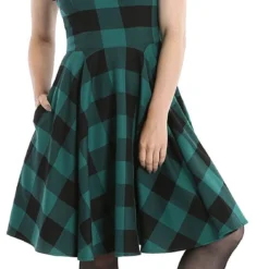 "Teen Spirit Mid Dress" Mittellanges Kleid Grün/schwarz Von Hell Bunny -Angebote Weib Zauber Store 498865wa