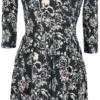 "Kleid Mit Skulls & Roses Print" Kurzes Kleid Schwarz Von Black Premium By EMP -Angebote Weib Zauber Store 504446a