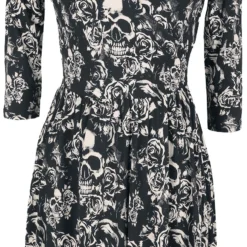 "Kleid Mit Skulls & Roses Print" Kurzes Kleid Schwarz Von Black Premium By EMP