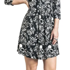 "Kleid Mit Skulls & Roses Print" Kurzes Kleid Schwarz Von Black Premium By EMP -Angebote Weib Zauber Store 504446wa