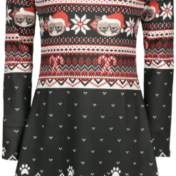 "Grumpy X-Mas" Mittellanges Kleid Schwarz/rot/weiß Von Grumpy Cat