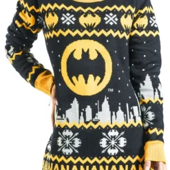 "Na Na Na" Mittellanges Kleid Schwarz/grau/gelb Von Batman -Angebote Weib Zauber Store 508130wa