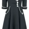"Marica 1950s Black Herringbone Wide Collar Dress" Mittellanges Kleid Schwarz/weiß Von Voodoo Vixen -Angebote Weib Zauber Store 509197a