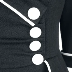 "Marica 1950s Black Herringbone Wide Collar Dress" Mittellanges Kleid Schwarz/weiß Von Voodoo Vixen -Angebote Weib Zauber Store 509197d