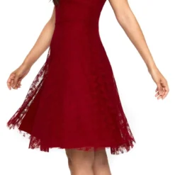 "Melody Lace Occasion Dress" Mittellanges Kleid Rot Von Voodoo Vixen -Angebote Weib Zauber Store 509200wc