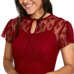 "Melody Lace Occasion Dress" Mittellanges Kleid Rot Von Voodoo Vixen -Angebote Weib Zauber Store 509200wd