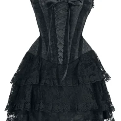 "Kurzes Korsagen Kleid Mit Spitze" Kurzes Kleid Schwarz Von Gothicana By EMP