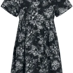 "Kasumi Mid Dress" Mittellanges Kleid Schwarz/weiß Von Hell Bunny