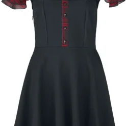 "Layer-Look Kleid Mit Karierter Bluse" Kurzes Kleid Rot/schwarz Von Rock Rebel By EMP