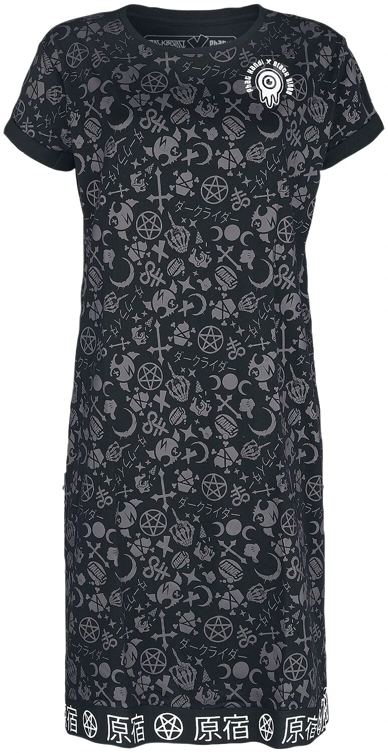 "Phat Kandi X Black Blood By Gothicana T-Shirt Kleid" Mittellanges Kleid Schwarz Von Black Blood By Gothicana
