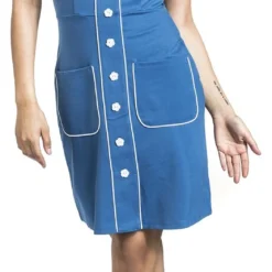 "Flower Button Dress" Kurzes Kleid Blau Von Voodoo Vixen -Angebote Weib Zauber Store 521393wa