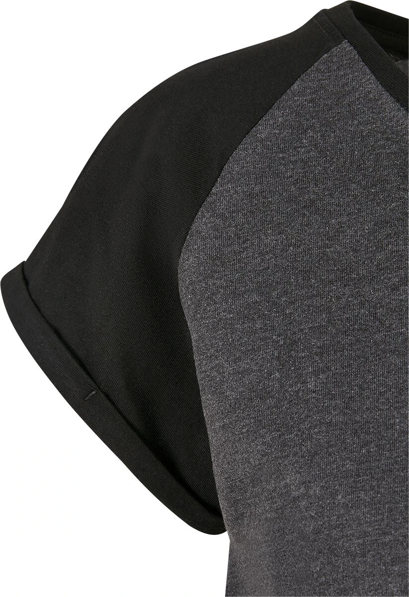 "Ladies Contrast Raglan Tee Dress" Kurzes Kleid Schwarz/grau Von Urban Classics 6 "Ladies Contrast Raglan Tee Dress" Kurzes Kleid Schwarz/grau Von Urban Classics – Bild 4