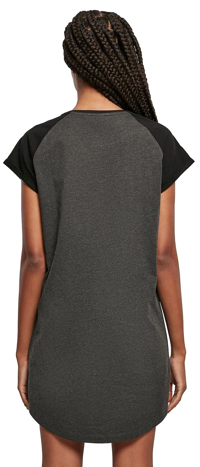 "Ladies Contrast Raglan Tee Dress" Kurzes Kleid Schwarz/grau Von Urban Classics 8 "Ladies Contrast Raglan Tee Dress" Kurzes Kleid Schwarz/grau Von Urban Classics – Bild 6