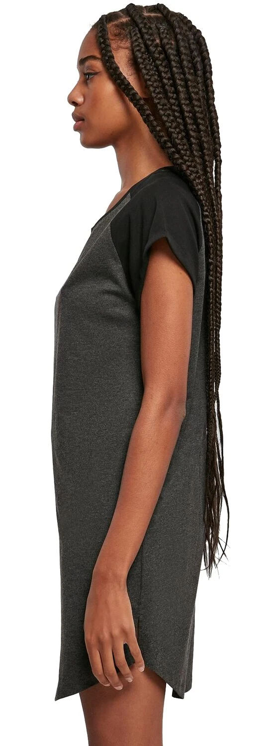 "Ladies Contrast Raglan Tee Dress" Kurzes Kleid Schwarz/grau Von Urban Classics 9 "Ladies Contrast Raglan Tee Dress" Kurzes Kleid Schwarz/grau Von Urban Classics – Bild 7