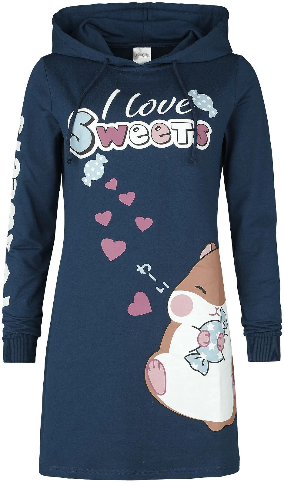 "Coroham - I Love Sweets" Mittellanges Kleid Dunkelblau Von Amufun 3 "Coroham - I Love Sweets" Mittellanges Kleid Dunkelblau Von Amufun