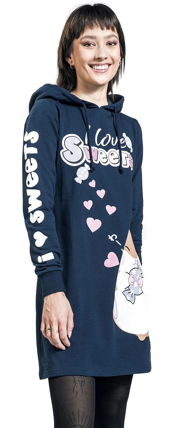 "Coroham - I Love Sweets" Mittellanges Kleid Dunkelblau Von Amufun 6 "Coroham - I Love Sweets" Mittellanges Kleid Dunkelblau Von Amufun – Bild 4