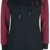 "Raglan- Kapuzenkleid" Kurzes Kleid Schwarz/dunkelrot Von RED By EMP -Angebote Weib Zauber Store 526037a