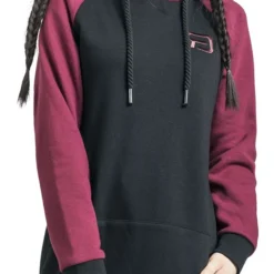 "Raglan- Kapuzenkleid" Kurzes Kleid Schwarz/dunkelrot Von RED By EMP -Angebote Weib Zauber Store 526037wa