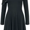 "Asymmetrisches Kleid Mit Ösen" Mittellanges Kleid Schwarz Von Rock Rebel By EMP -Angebote Weib Zauber Store 529600a