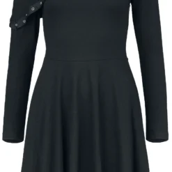 "Asymmetrisches Kleid Mit Ösen" Mittellanges Kleid Schwarz Von Rock Rebel By EMP
