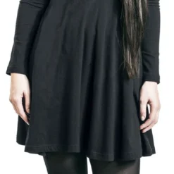 "Asymmetrisches Kleid Mit Ösen" Mittellanges Kleid Schwarz Von Rock Rebel By EMP -Angebote Weib Zauber Store 529600wa